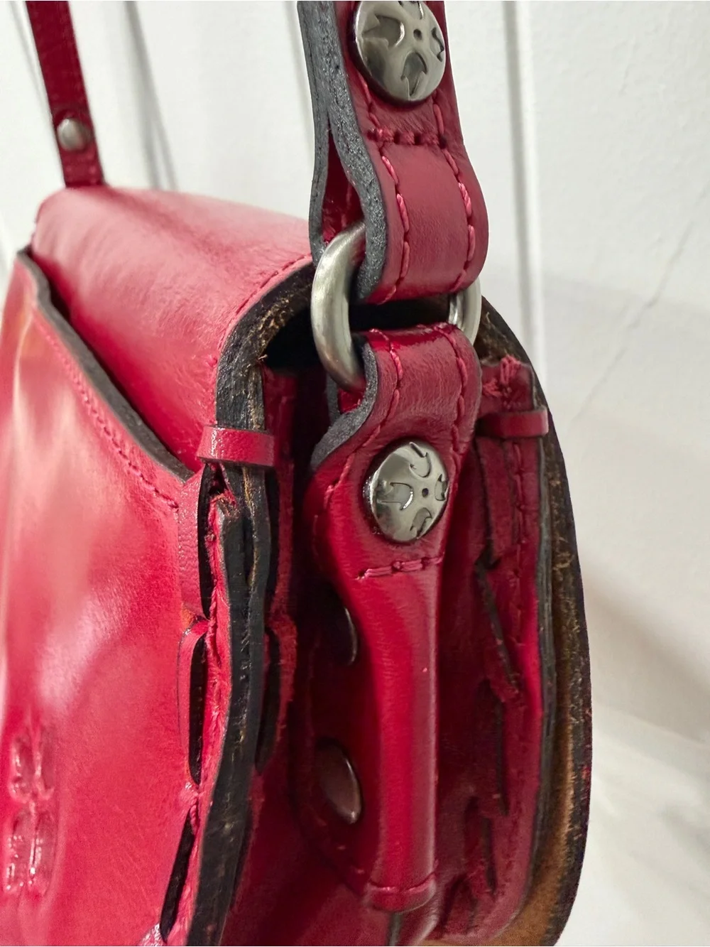 Patricia Nash Red Embossed Leather Lydie Crossbody